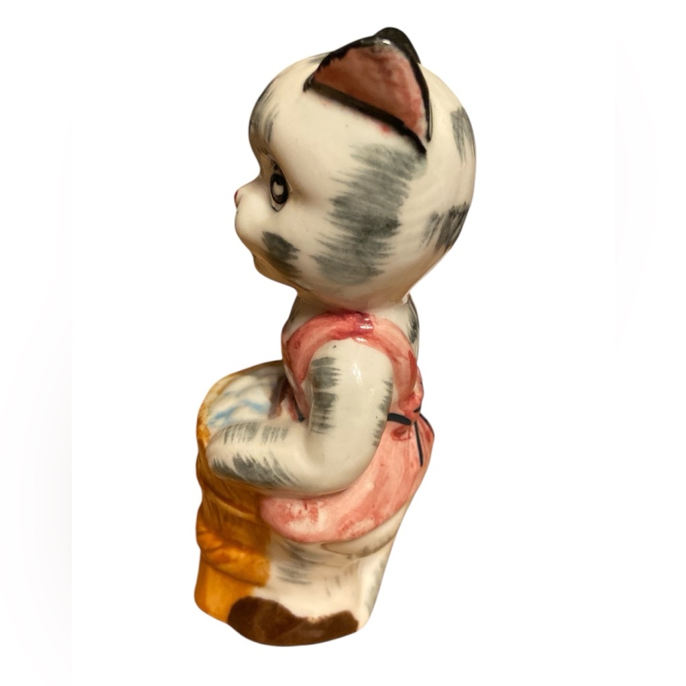 Vintage anthropomorphic cat figurine, likely from the mid-20th century. - Picture 4 of 6